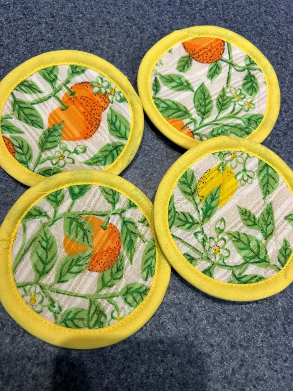 Vintage Placemat Set with Napkins and Coasters, Oranges and Lemons